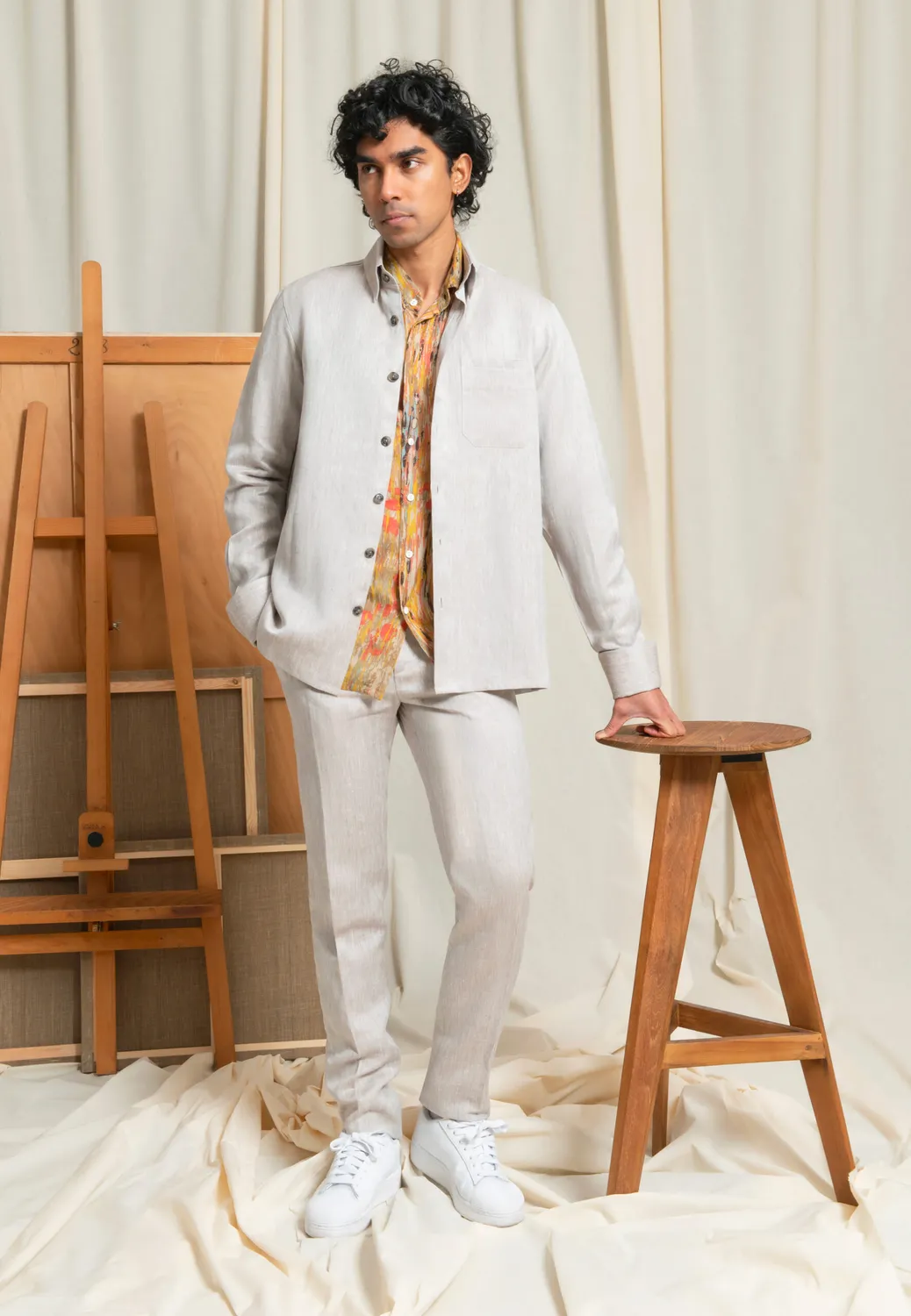Pierre Talamon pantalon lin beige