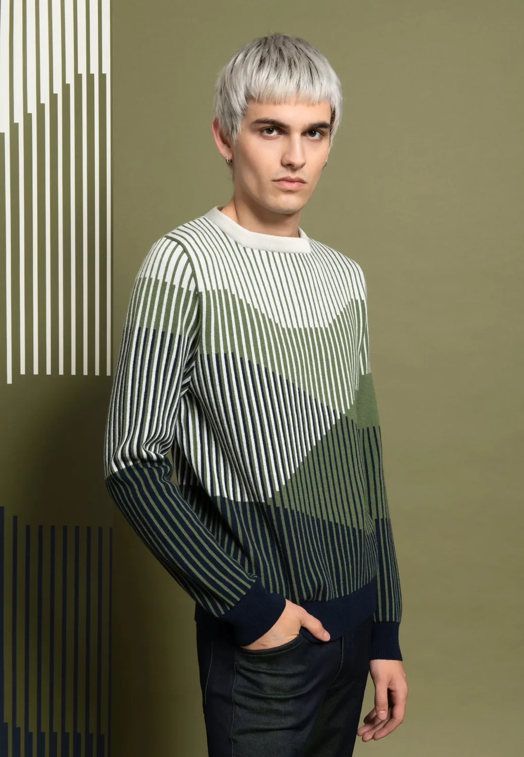 Pierre Talamon pull Progression vert homme