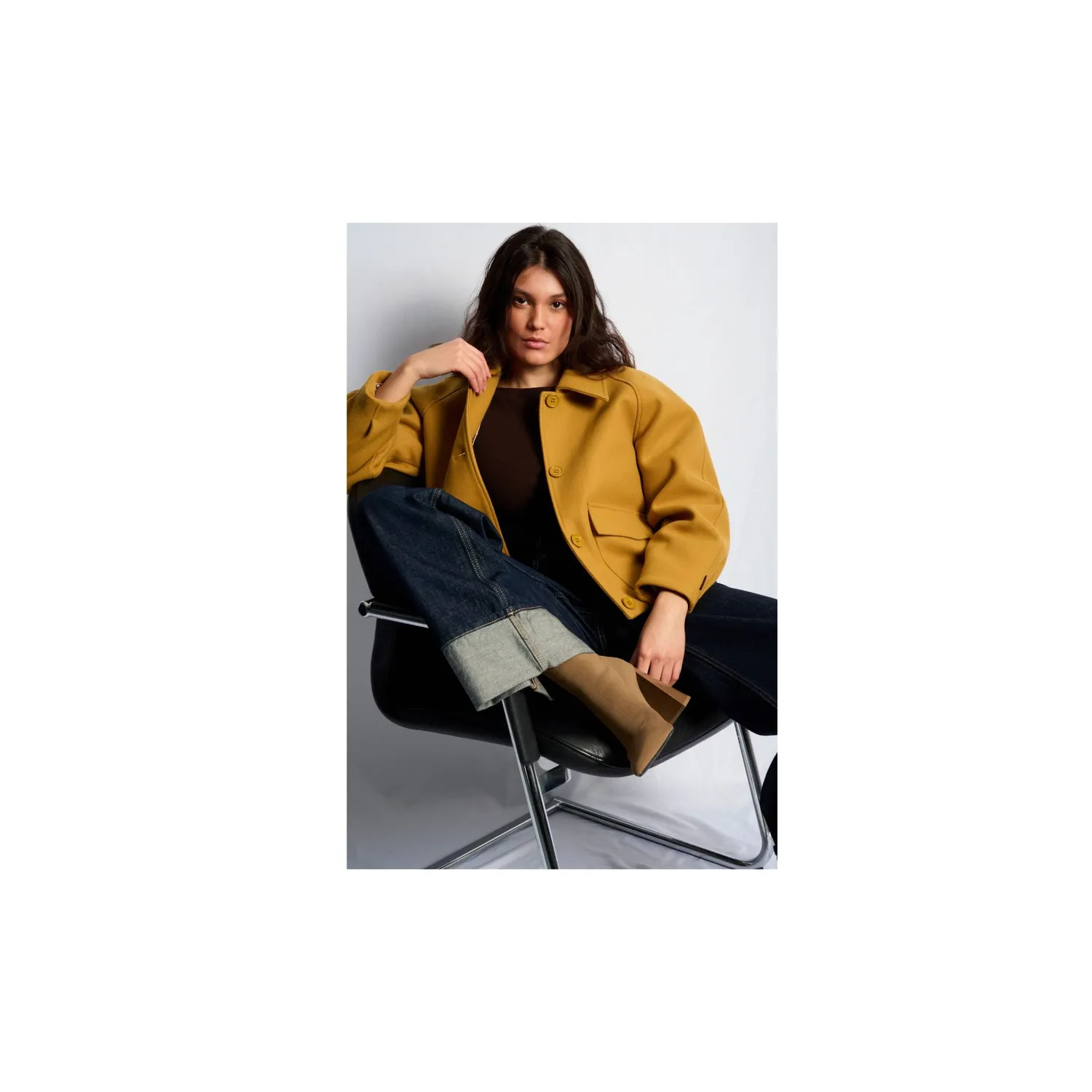 Oakwood Lauren 65360 veste jaune foncé laine