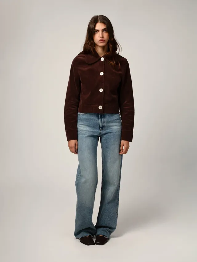 Cotelé Paris Veste Daisy Chocolat velours courte femme XS-XL