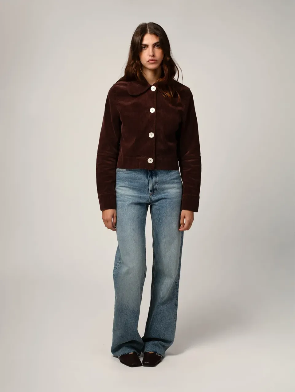 Cotelé Paris Veste Daisy Chocolat velours courte femme XS-XL