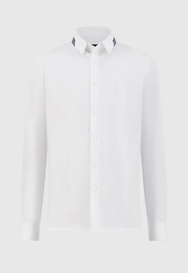 Pierre Talamon chemise blanche col galon homme