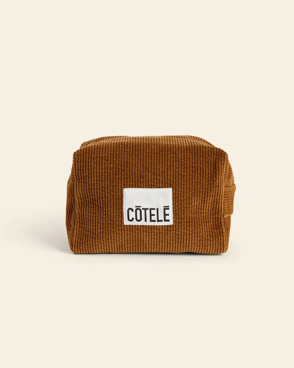 Cotelé Paris trousse de toilette camel velours côtelé