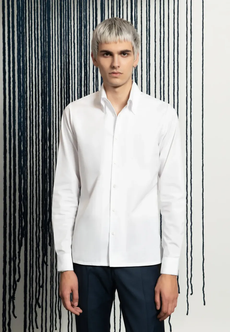 Pierre Talamon col haut chemise blanche coton popeline