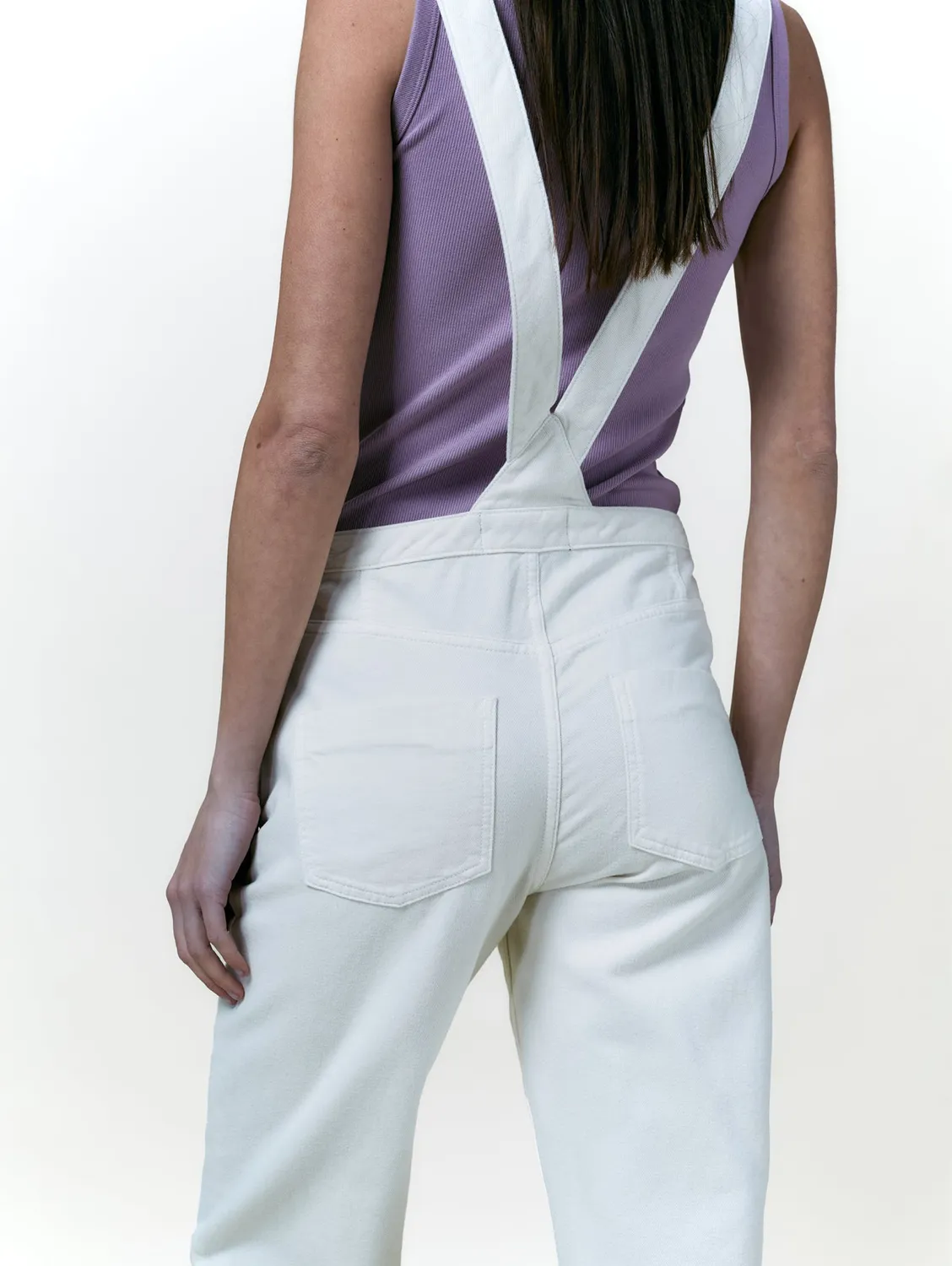 Cotelé Paris Mom salopette femme écru toile bio
