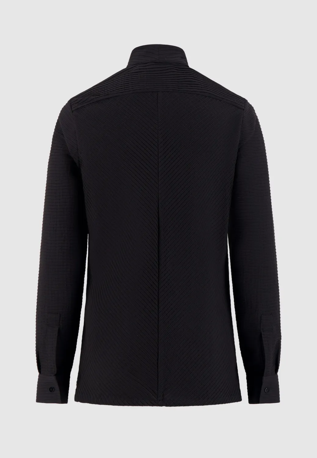 Pierre Talamon Plissé chemise noire col montant
