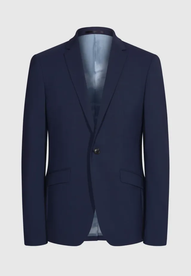Pierre Talamon veste ajustée laine bleu nuit
