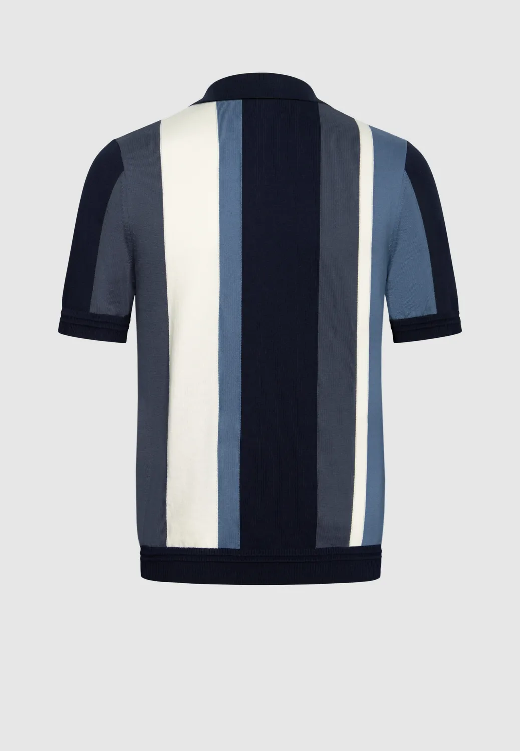 Pierre Talamon polo rayures bleu marine coton