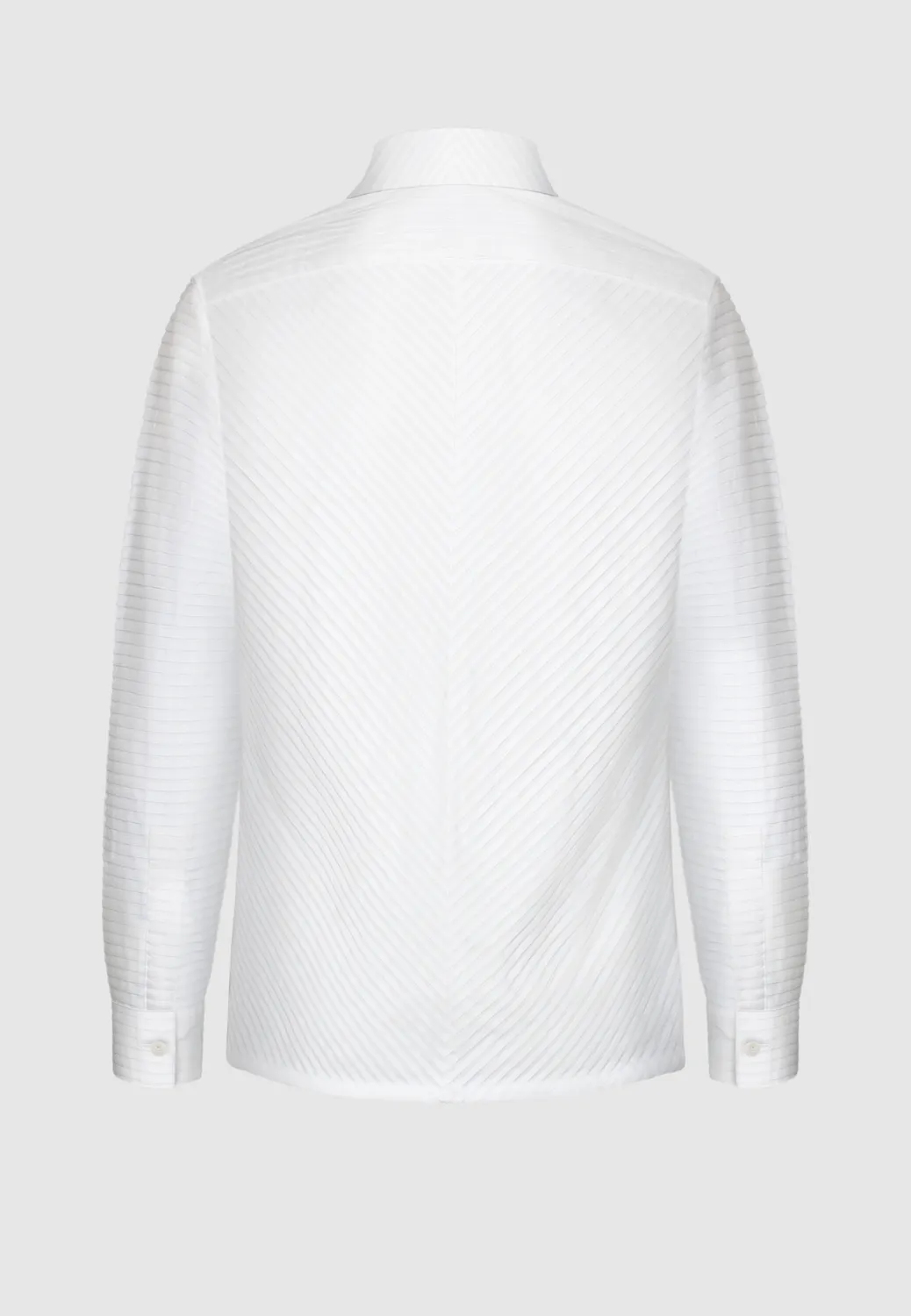 Pierre Talamon Plissée chemise blanche col montant coton