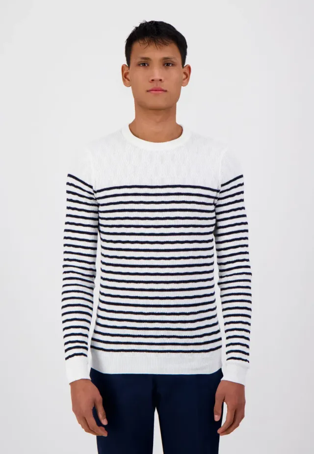Pierre Talamon pull marin blanc navy homme