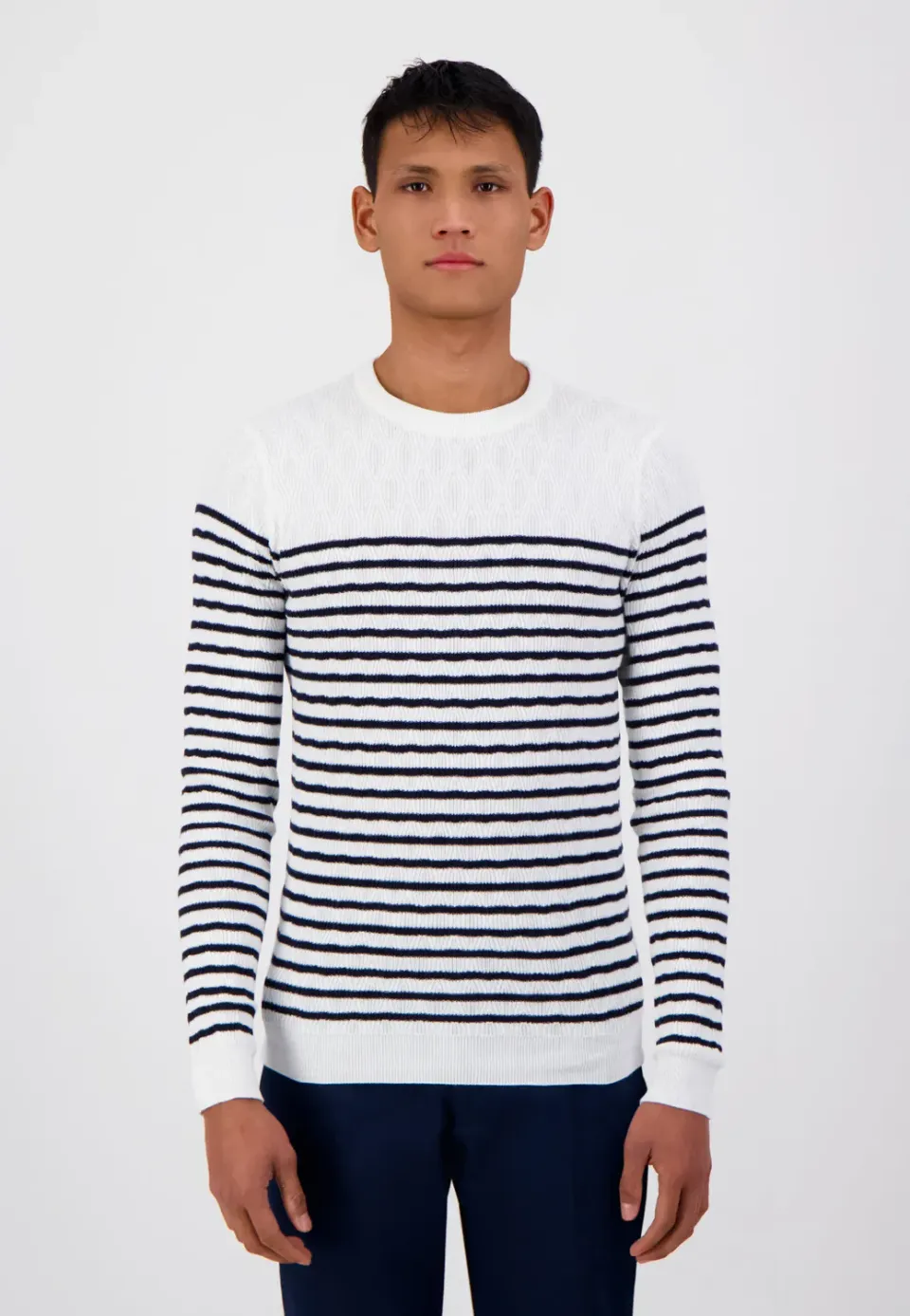 Pierre Talamon pull marin blanc navy homme