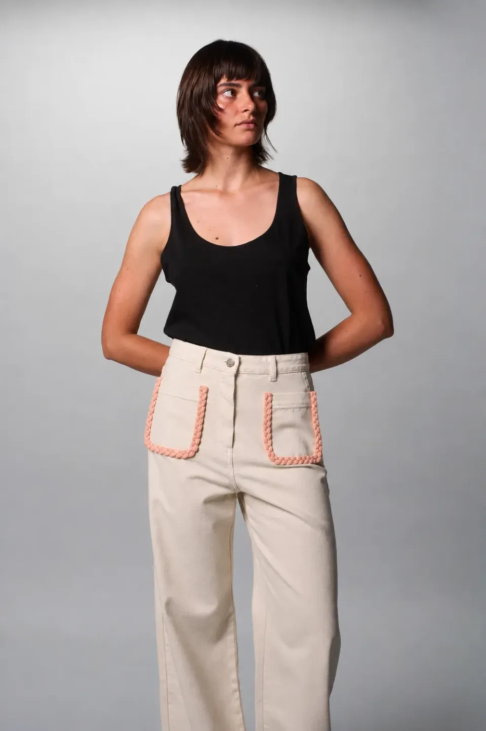 Cotélé Paris Jane pantalon jean écru off white