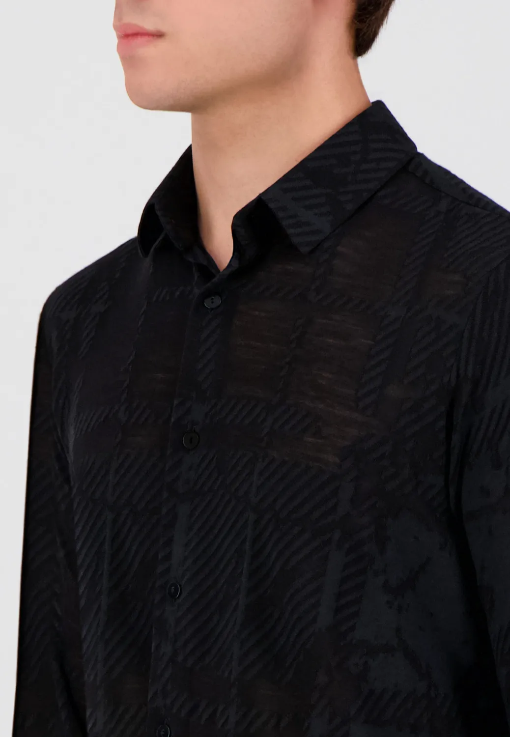 Pierre Talamon Jersey chemise noire coupe droite
