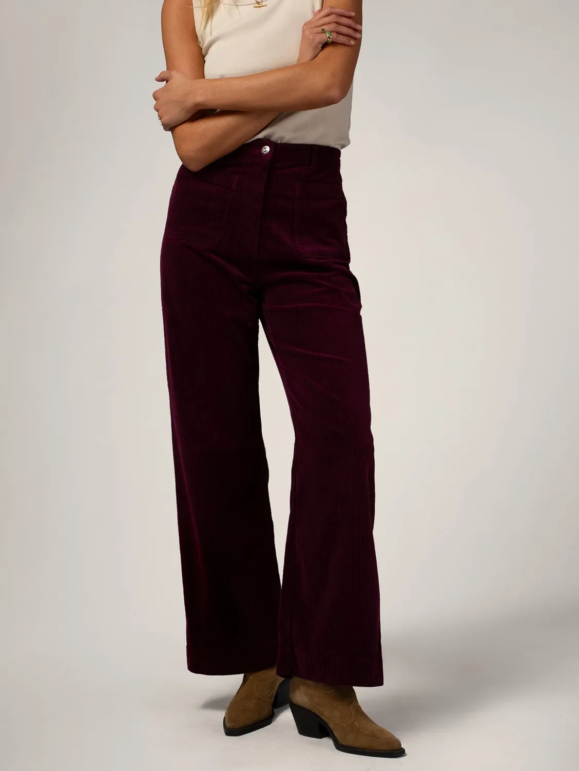 Cotelé Paris Pantalon Jane prune velours