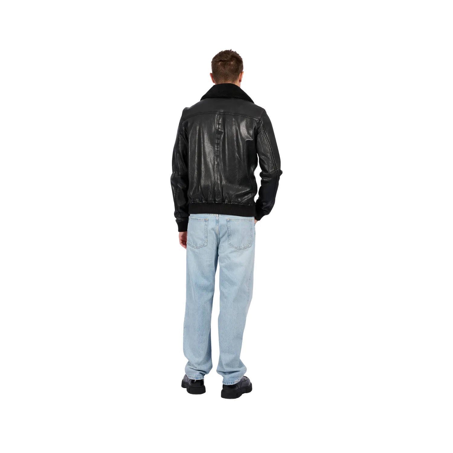 Oakwood Trader 64383 blouson cuir noir col fourrure