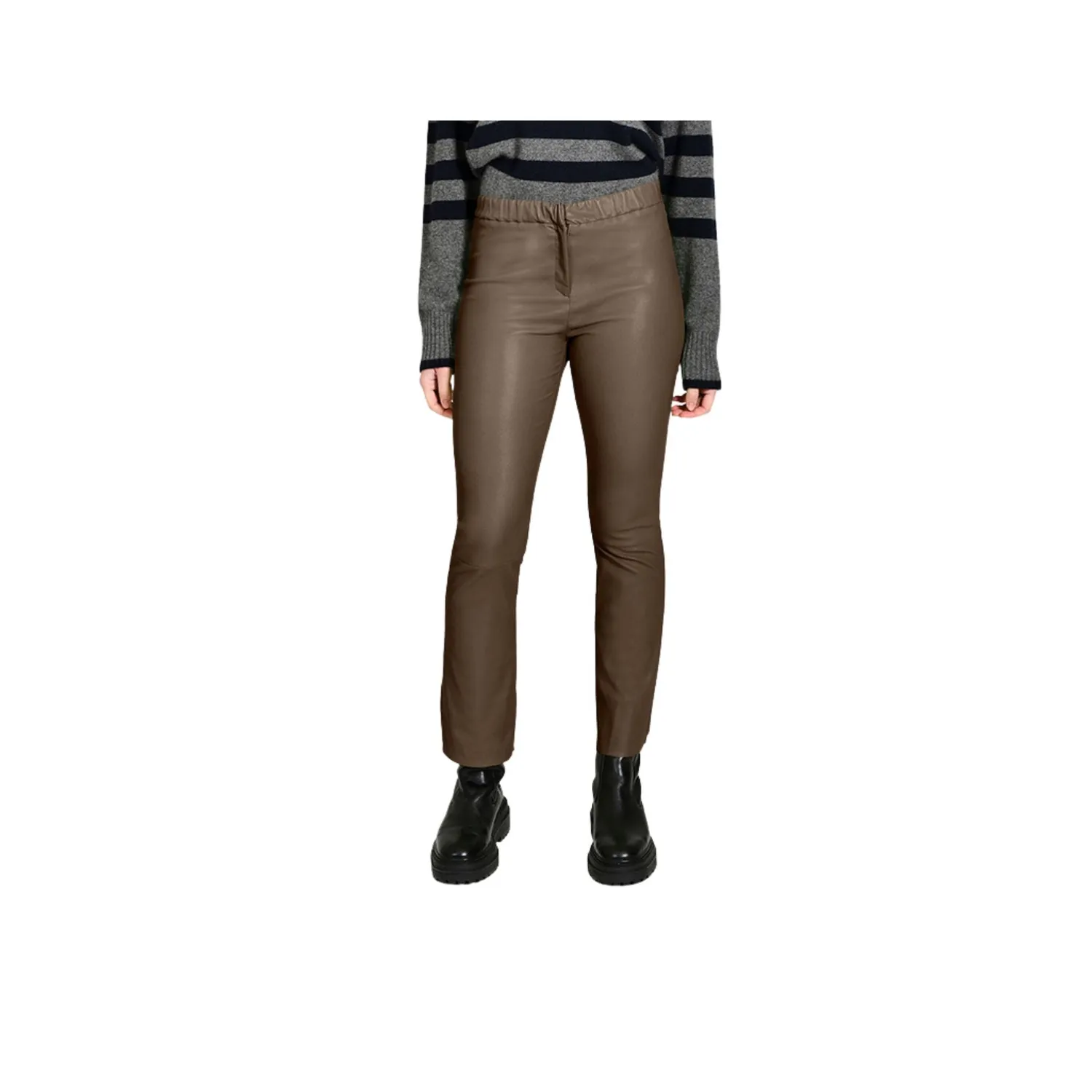 Oakwood Freya 64646 pantalon café cuir stretch