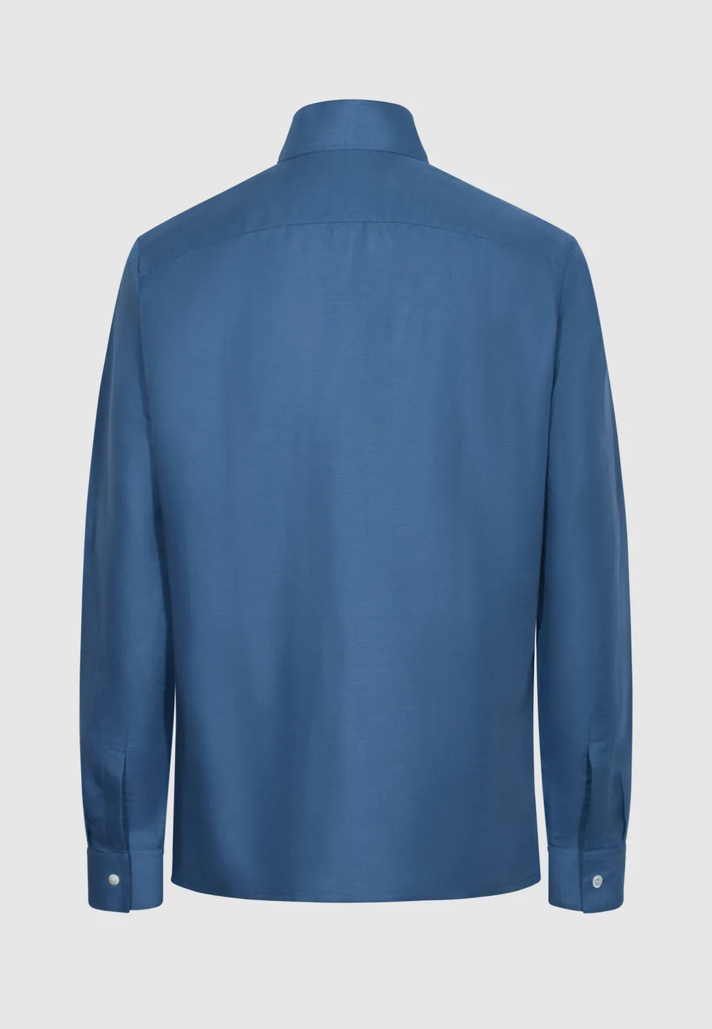 Pierre Talamon chemise col officier bleue lin coton