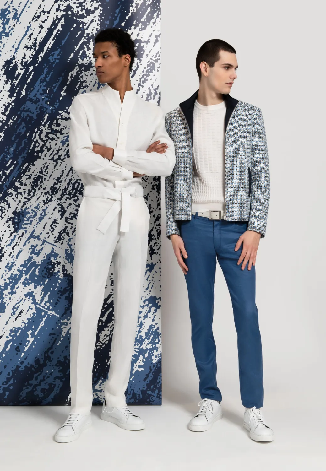 Pierre Talamon chemise lin blanc col montant droite
