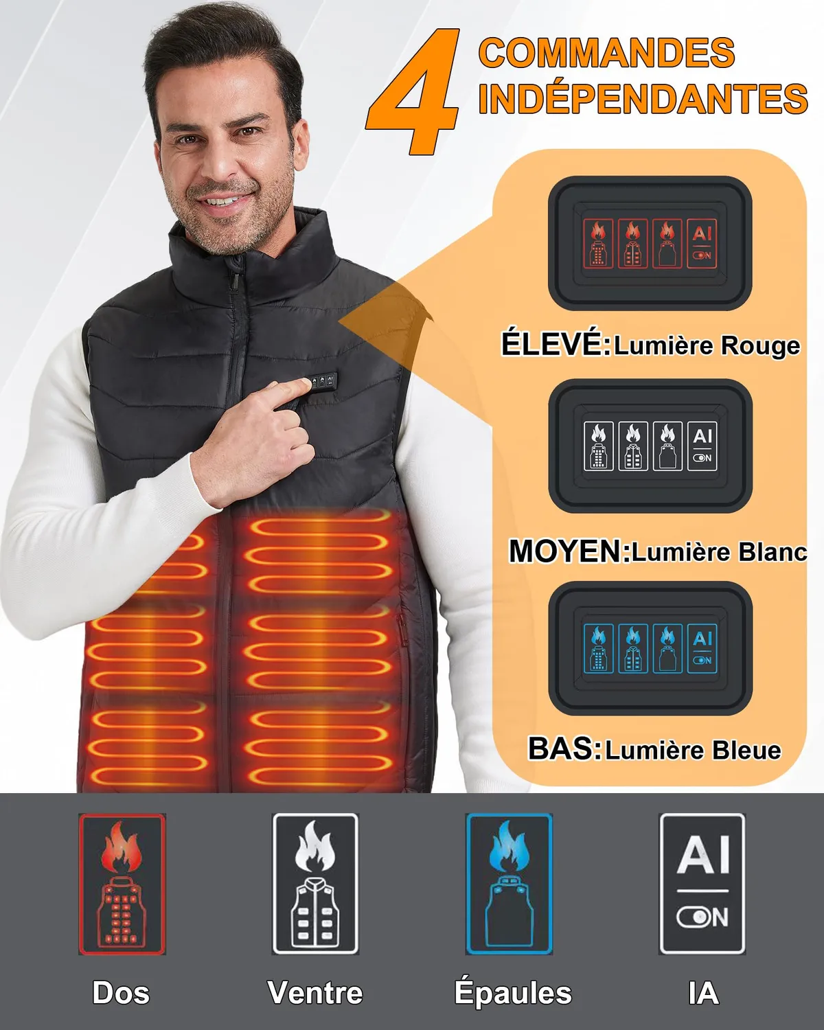 Vapesoon gilet chauffant 26 zones taille L noir