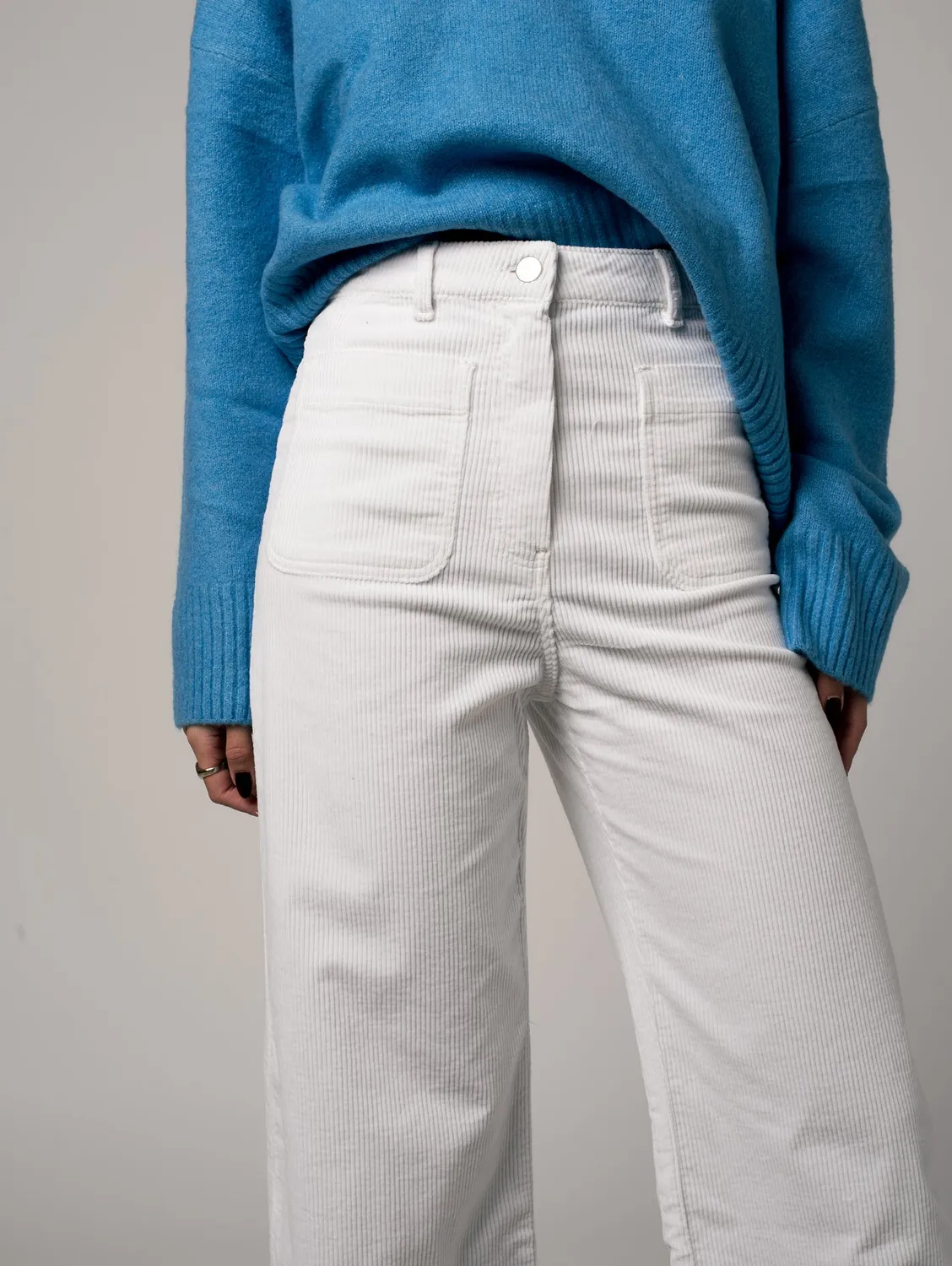 Cotelé Paris Pantalon Jane Écru velours bio coupe droite