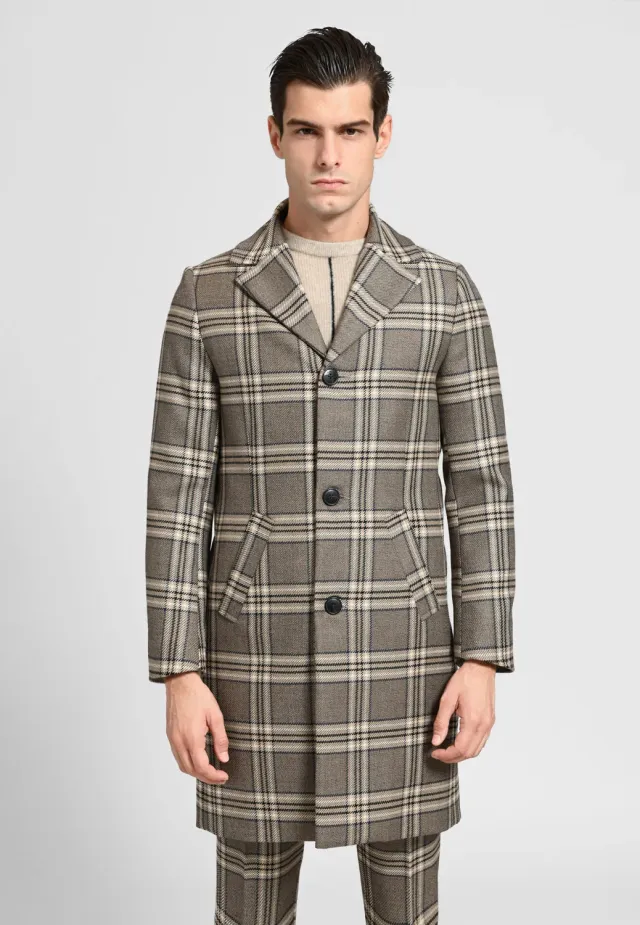 Pierre Talamon manteau à carreaux long hiver