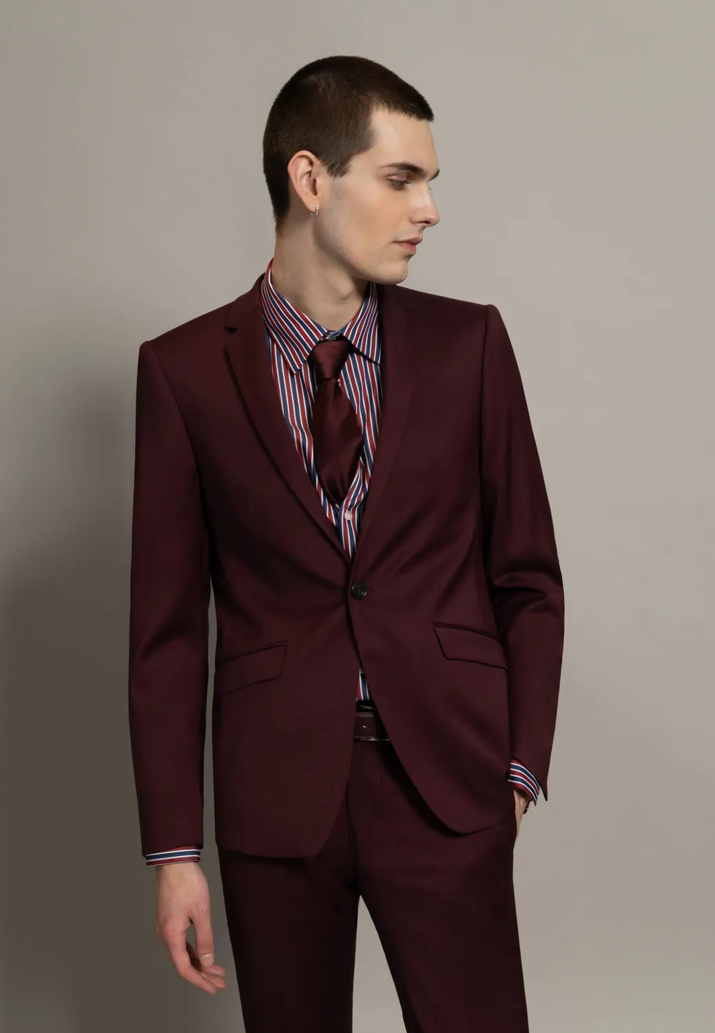 Pierre Talamon costume bordeaux laine 2 pièces