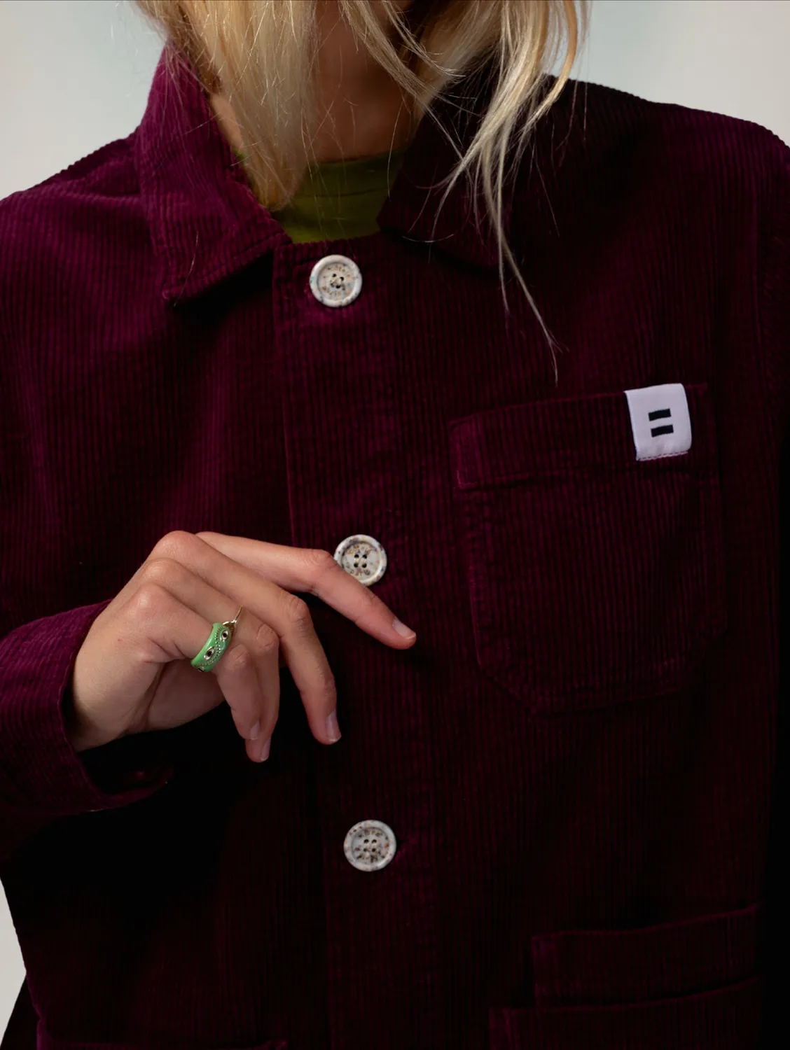 Cotelé Paris Veste Worker prune velours coton bio