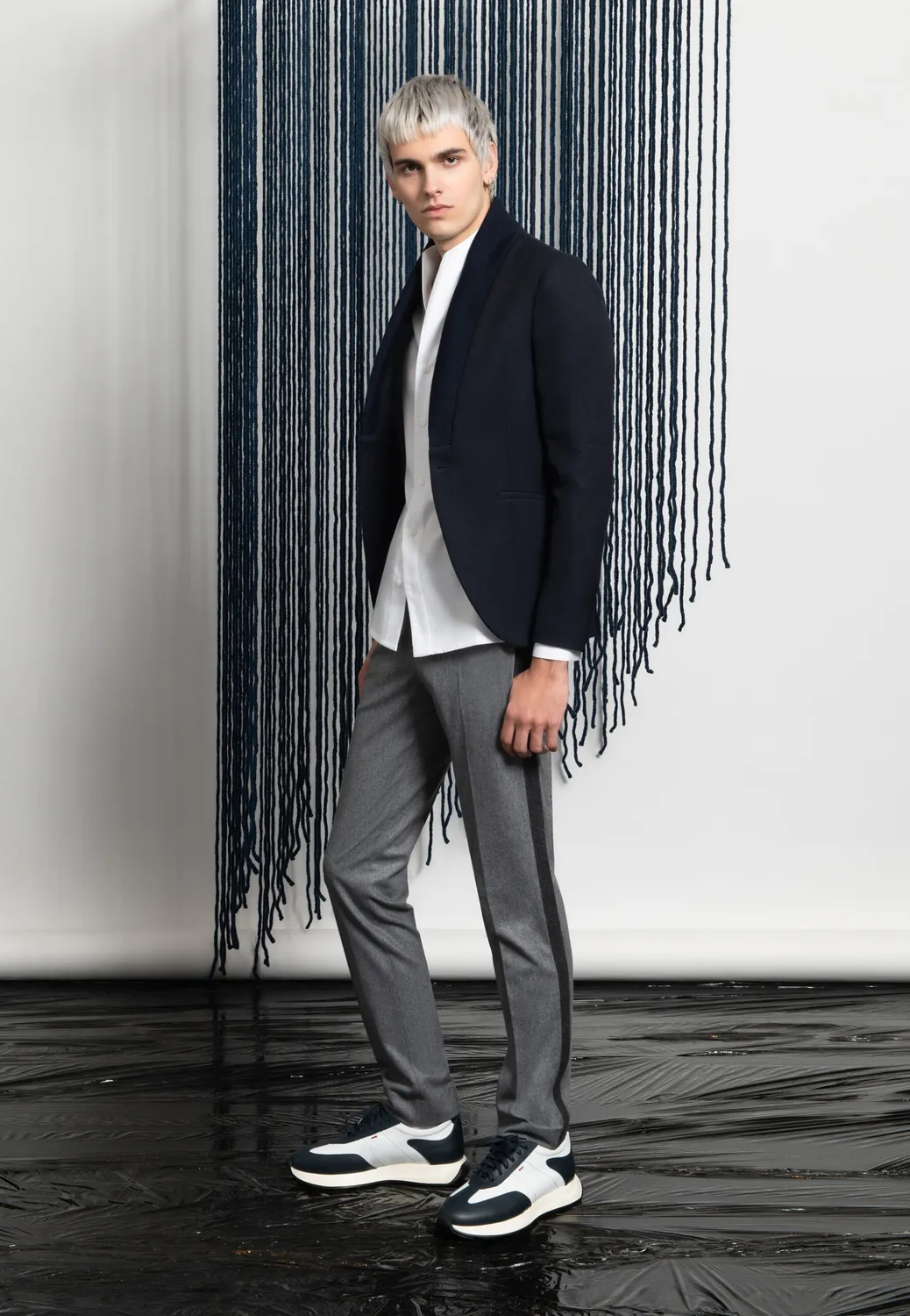 Pierre Talamon Inlay pantalon gris coupe droite