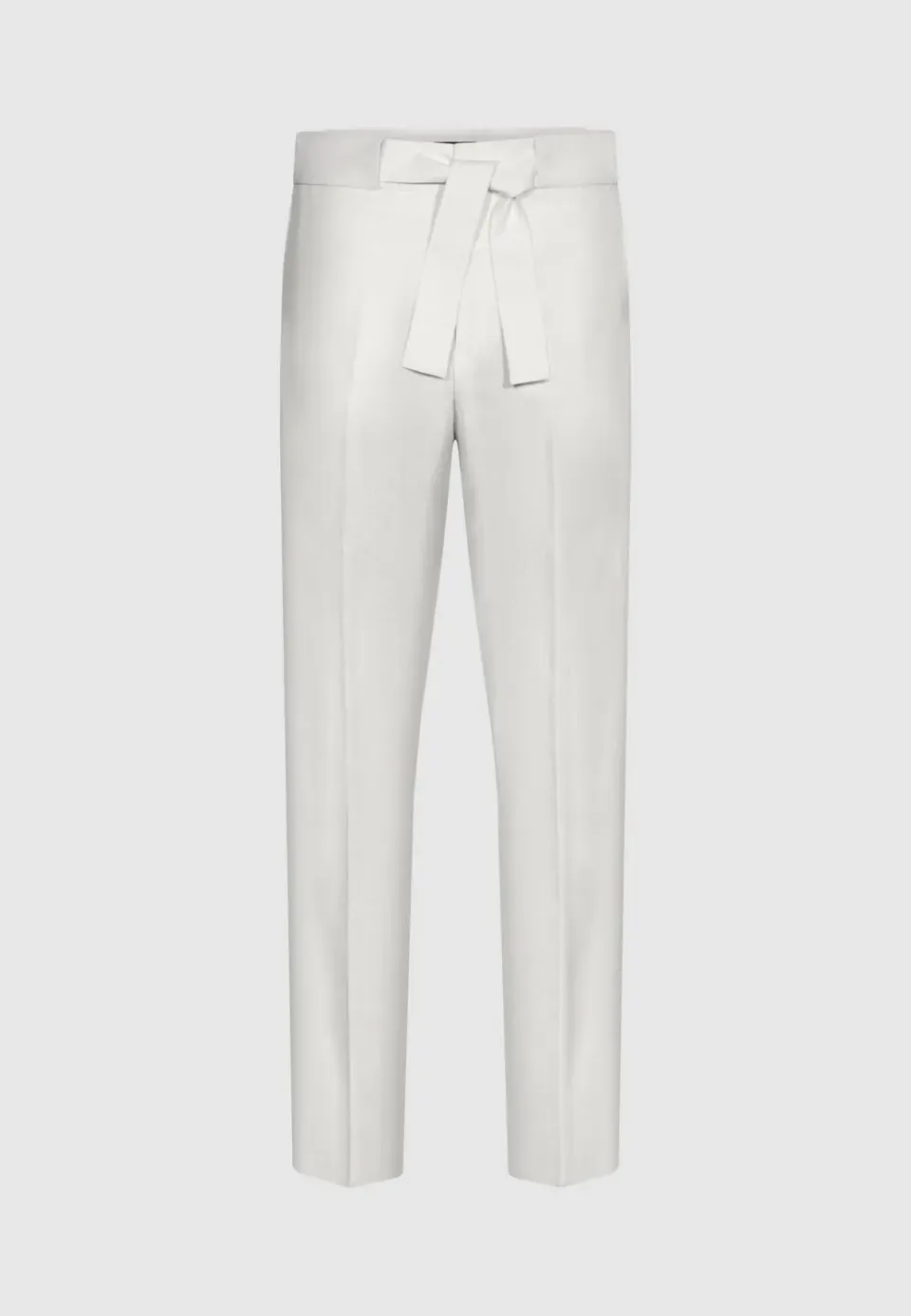 Pierre Talamon pantalon lin blanc ceinturé fuselé