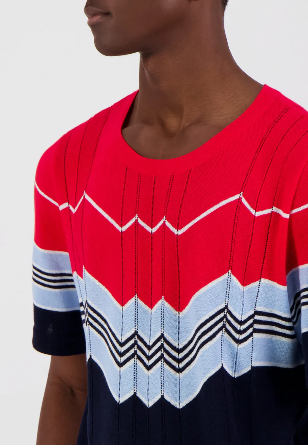 Pierre Talamon Sunrise t-shirt rayé rouge navy