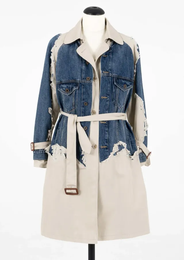 Paolo Leduc Trench Coat Denim manteau S crème et jean