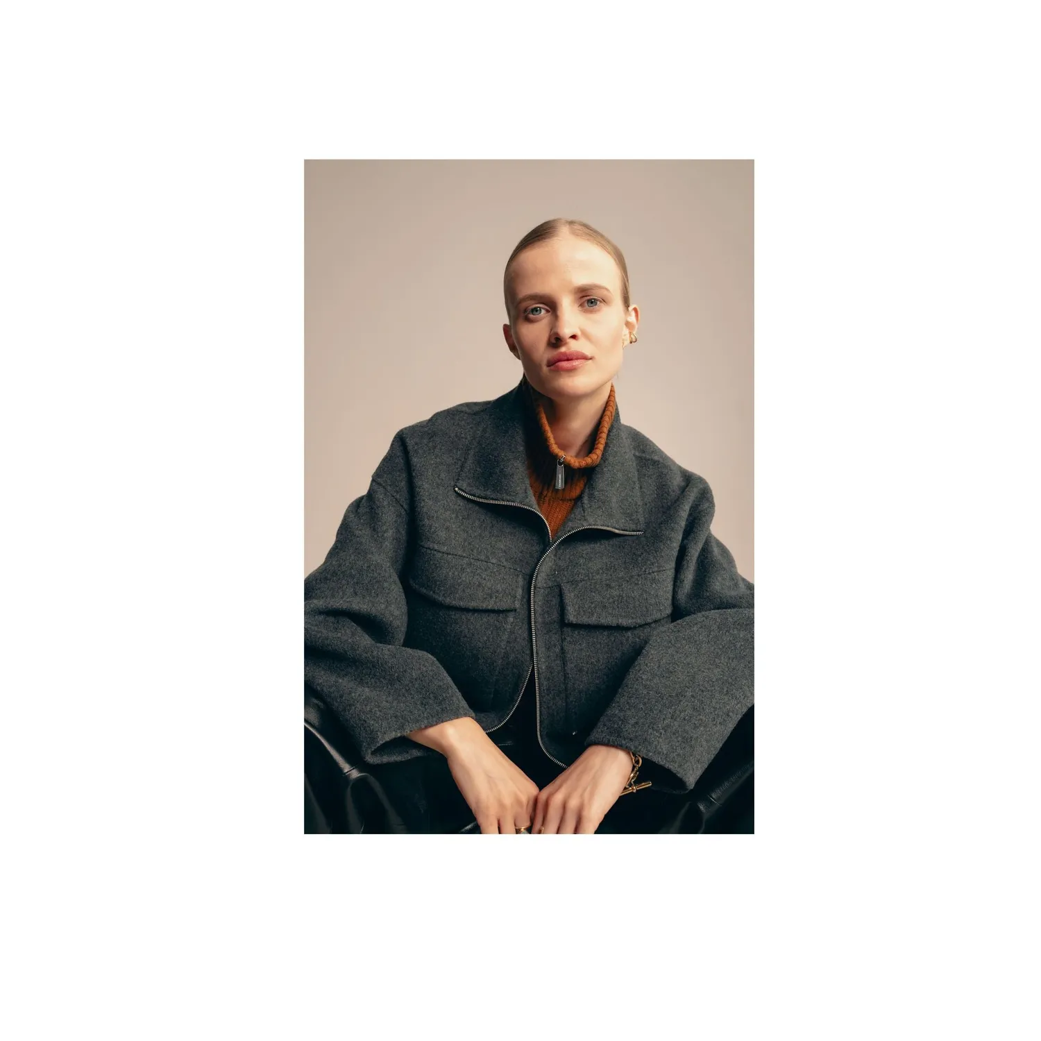 Oakwood Gigi 65354 veste laine anthracite courte