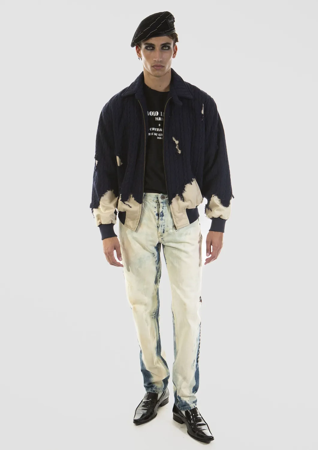 PAOLO LEDUC Mad Wool bomber marine maille cachemire