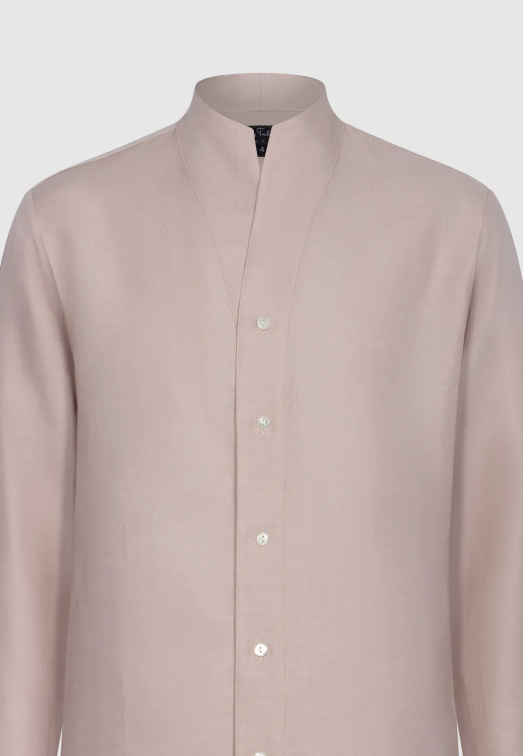 Pierre Talamon Col Montant chemise lin rose coupe droite