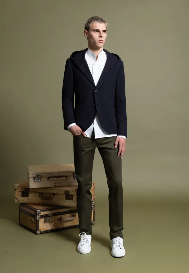 Pierre Talamon chino pantalon coton kaki coupe droite
