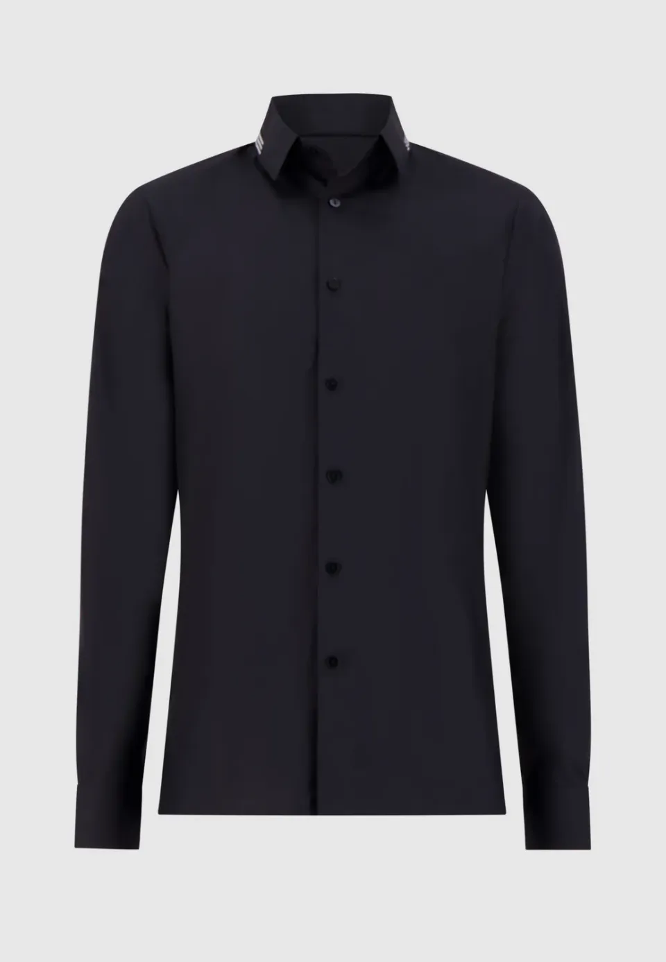 Pierre Talamon chemise noire col galon coton