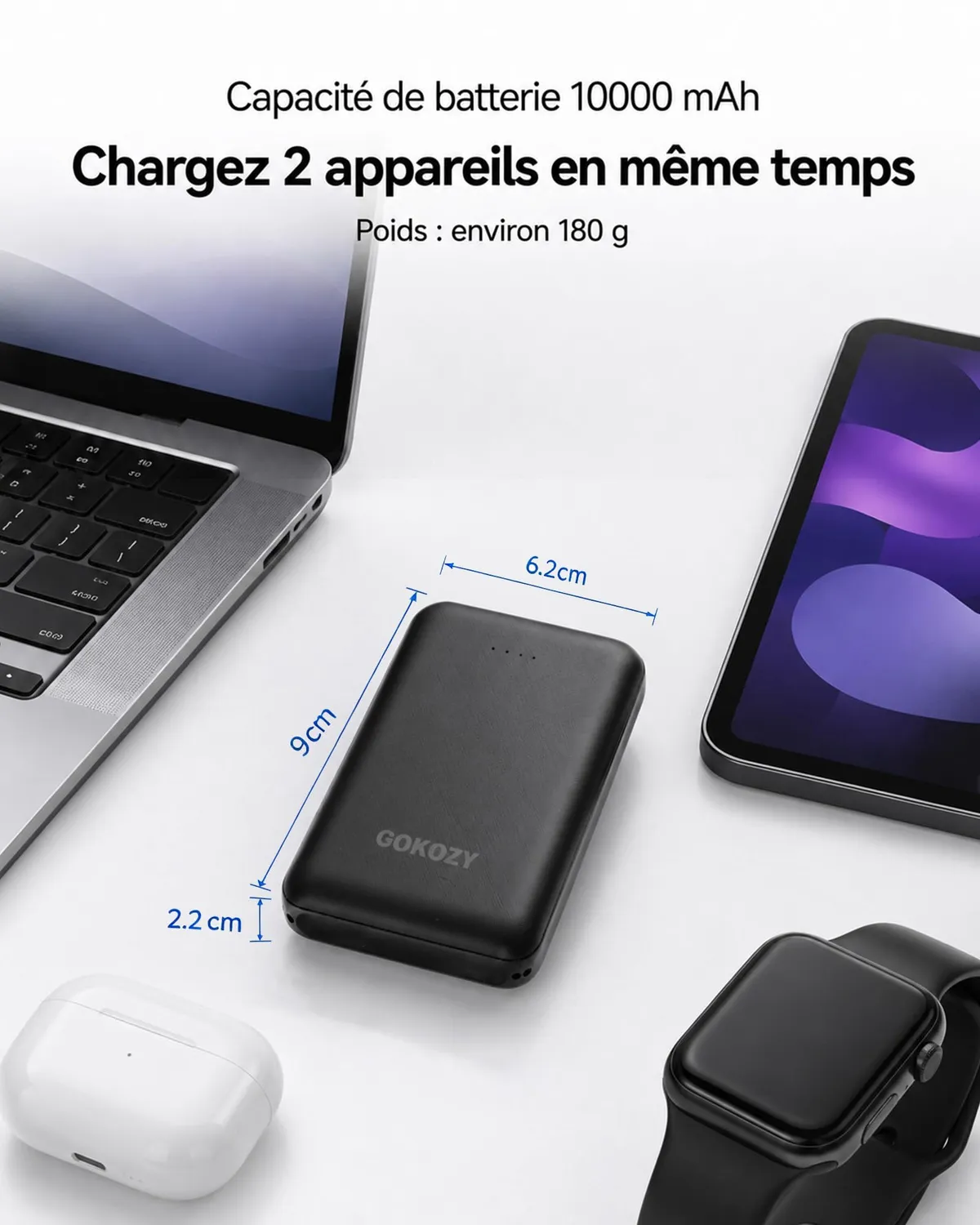 Vapesoon batterie externe 10000mAh gilet chauffant USB-C