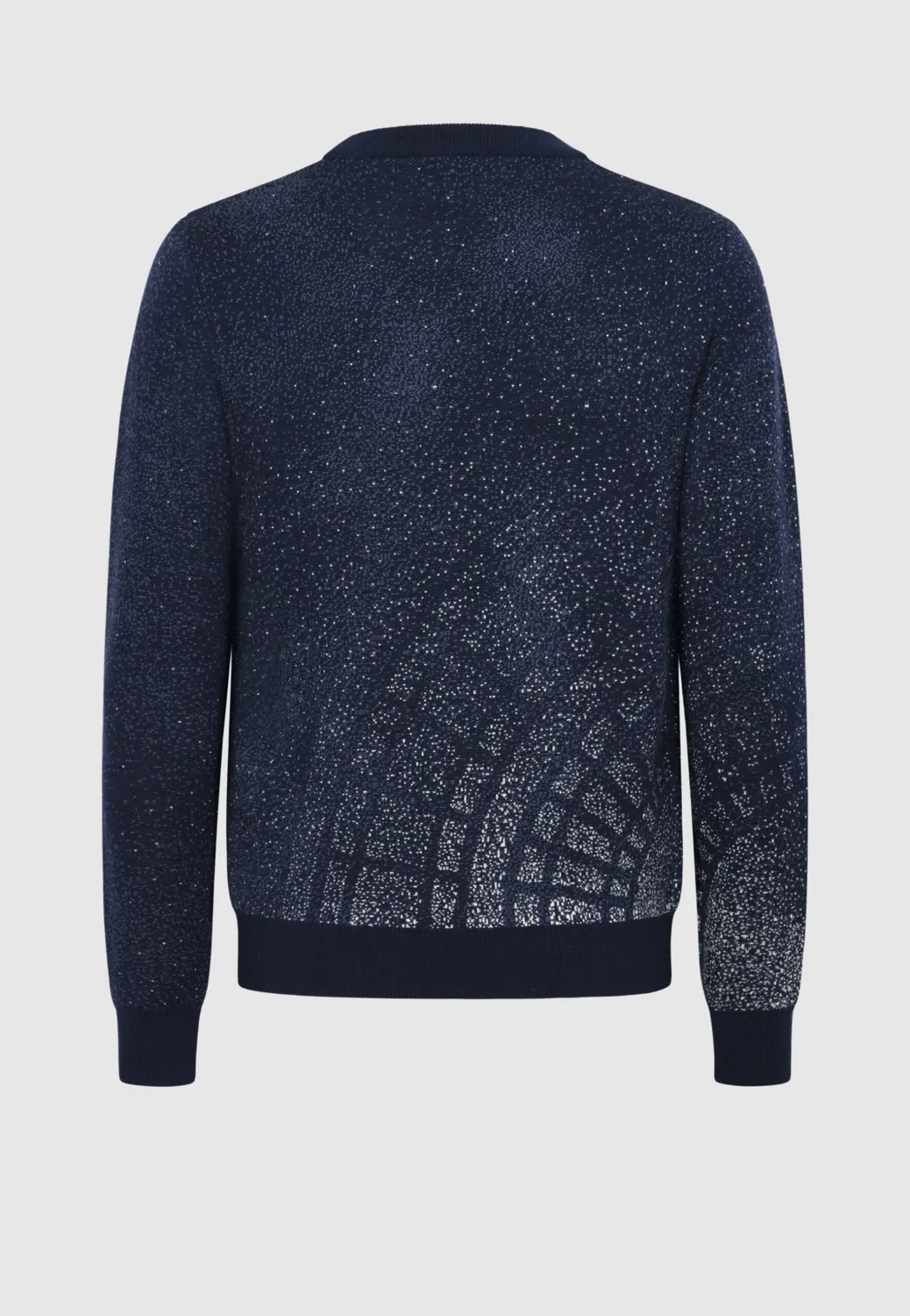 Pierre Talamon Jacquard Motif Neige Pull Marine Laine
