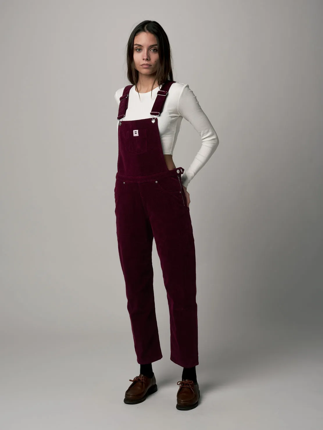 Cotelé Paris Salopette Mom Prune velours bio femme 32-44