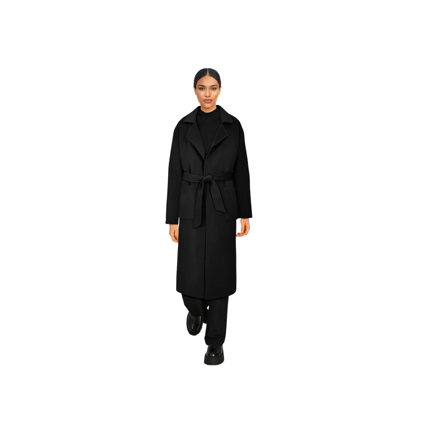 Oakwood Allegoria 64303 manteau laine noir à ceinture