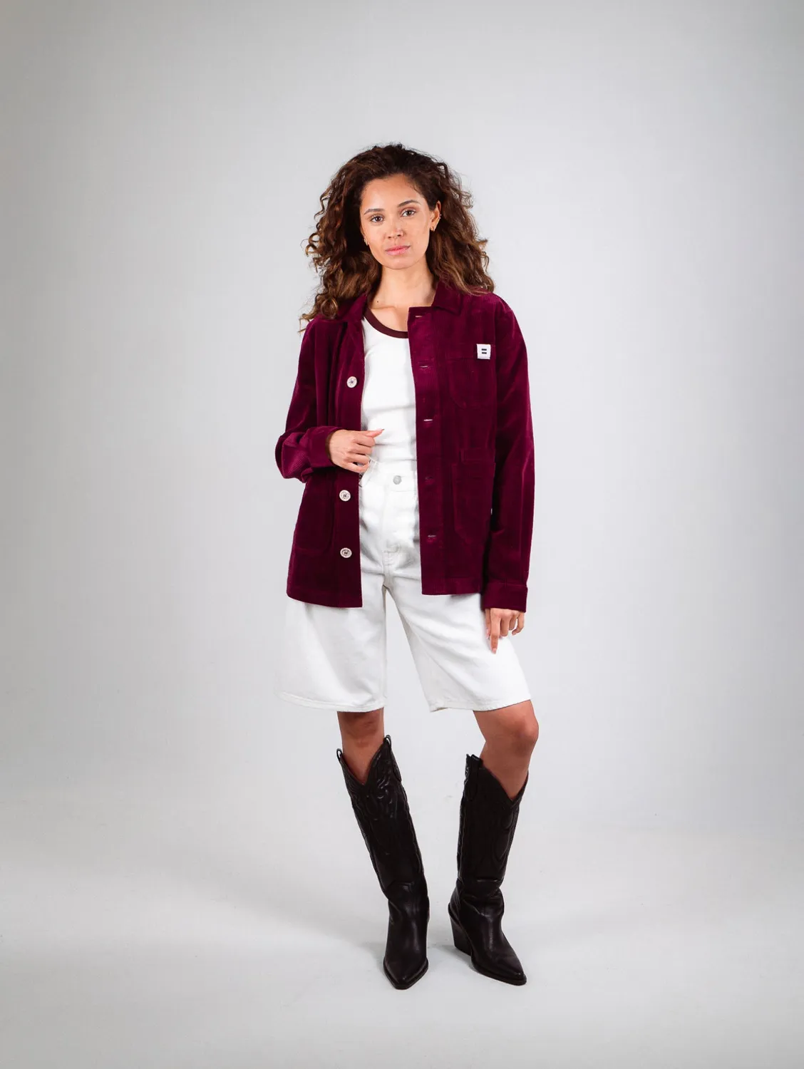 Cotelé Paris Veste Worker prune velours coton bio
