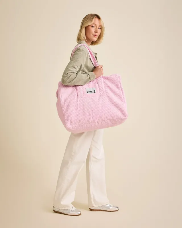Cotelé Paris Chihiro sac de voyage rose velours