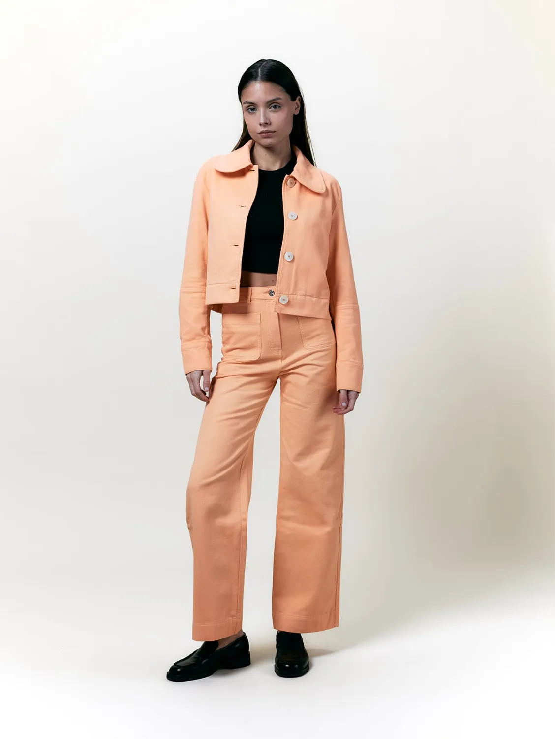 Cotelé Paris Pantalon Jane Pêche toile coton