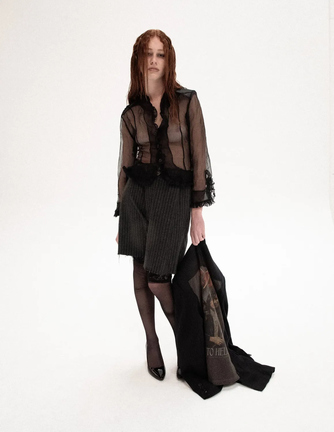 Paolo Leduc The Voyeur chemise soie noire volants