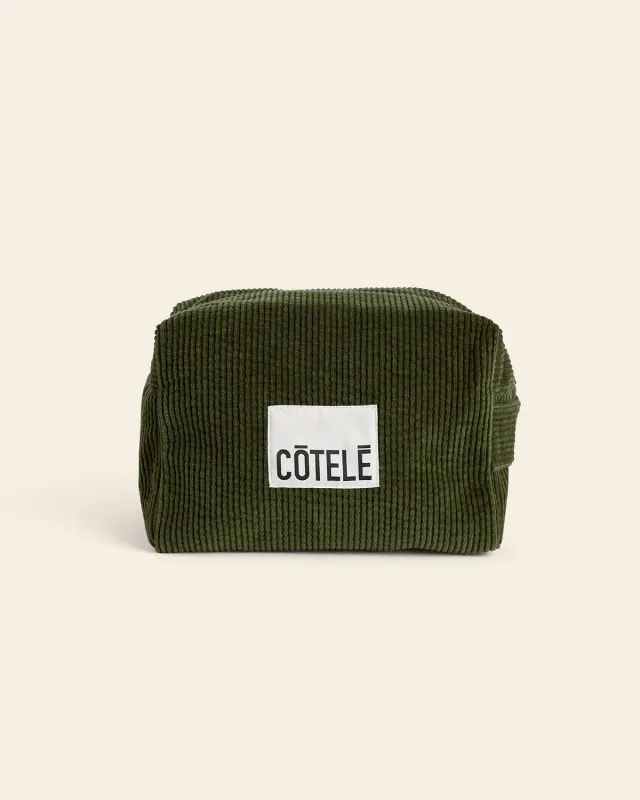 Cotelé Paris Trousse XL trousse vert olive velours bio