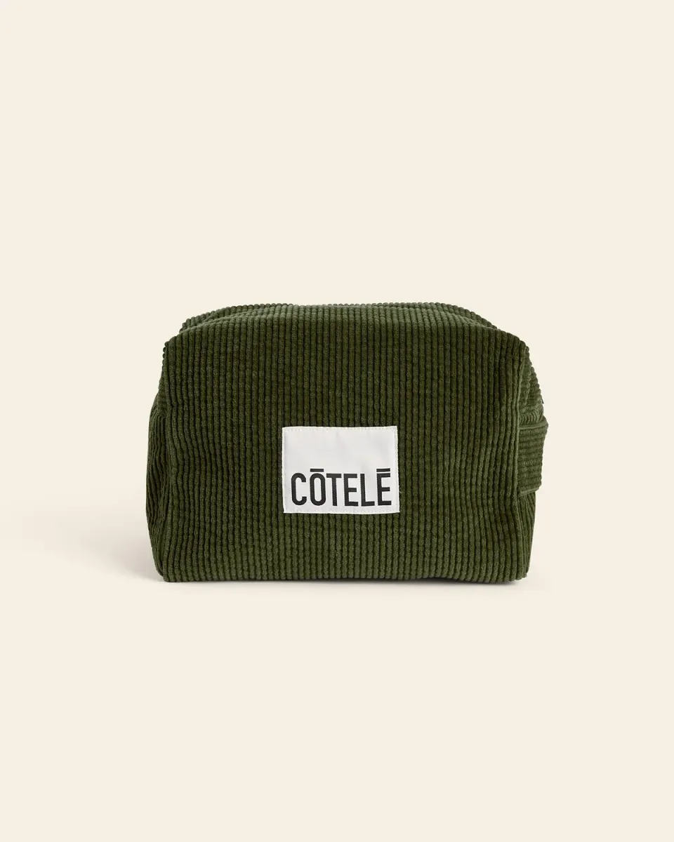 Cotelé Paris Trousse XL trousse vert olive velours bio