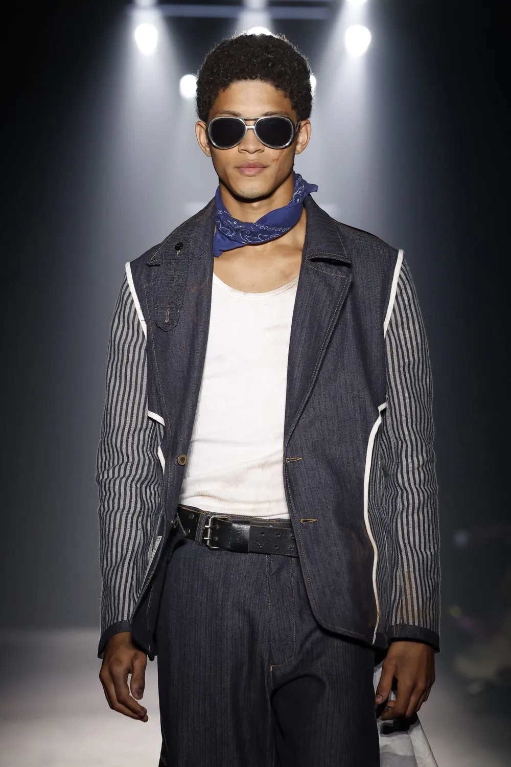 Paolo Leduc Still Working veste workwear denim rayé