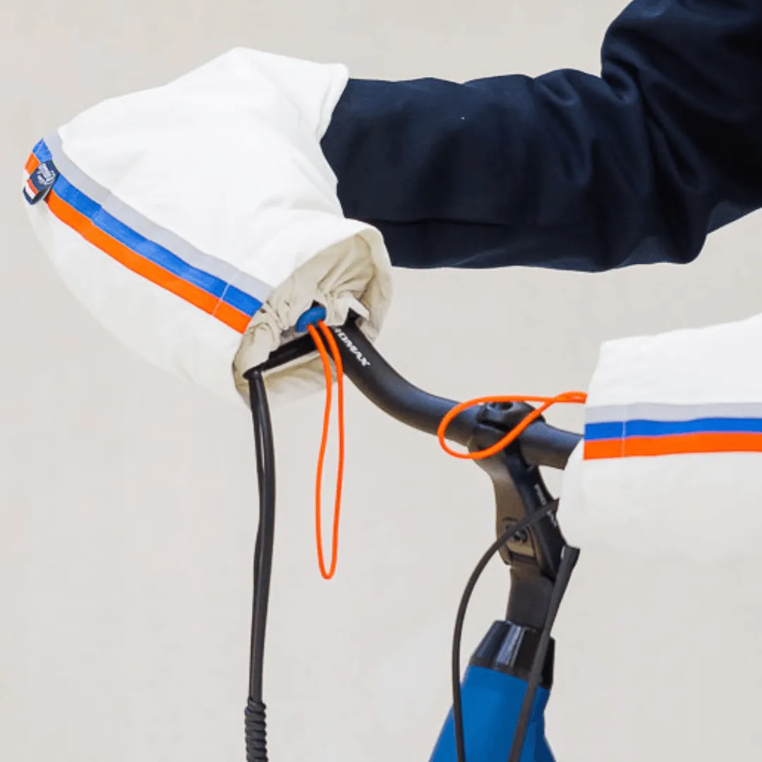 Le Temps des Grenouilles manchons vélo bleu marine imperméables