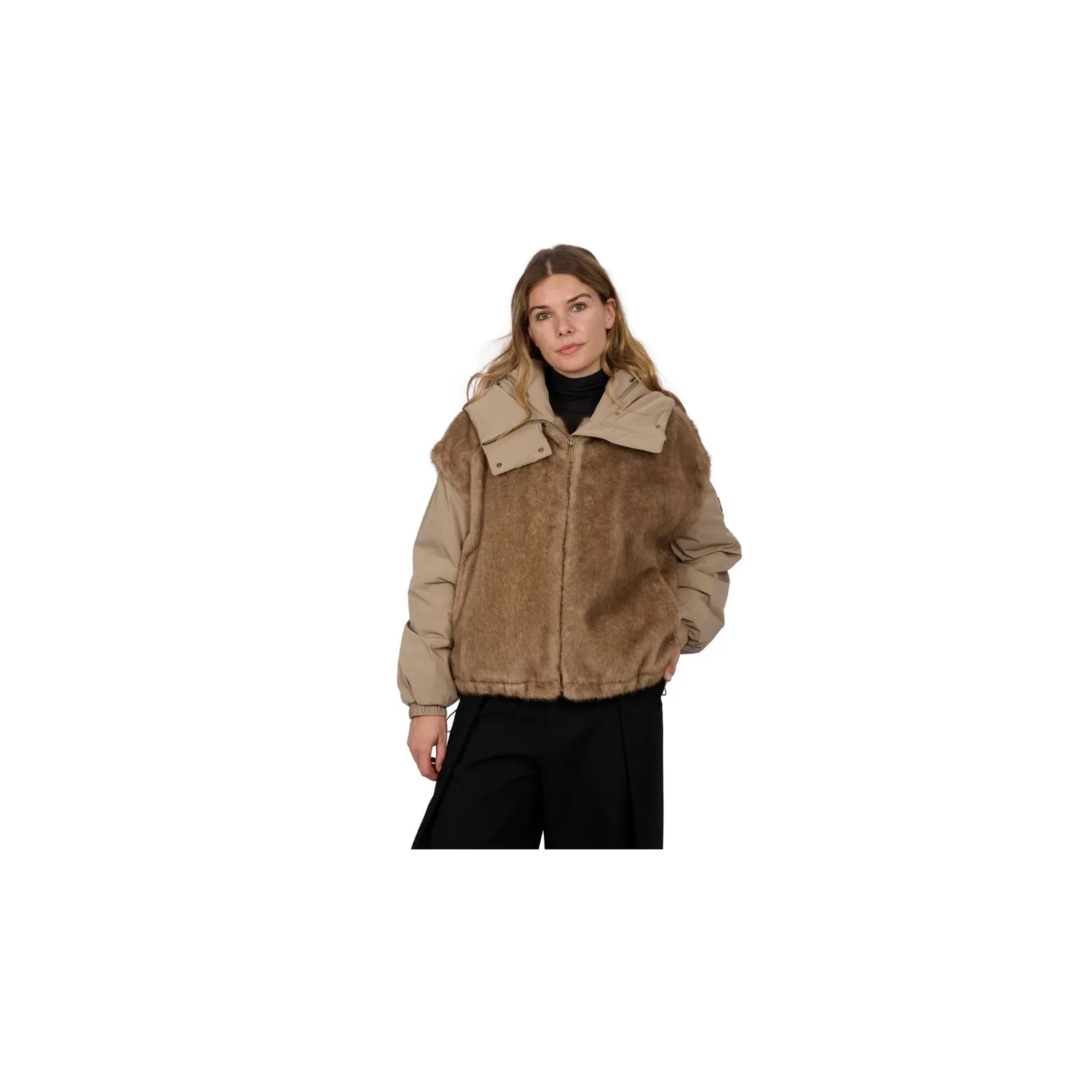 Oakwood Etna 65291 blouson fausse fourrure taupe capuche