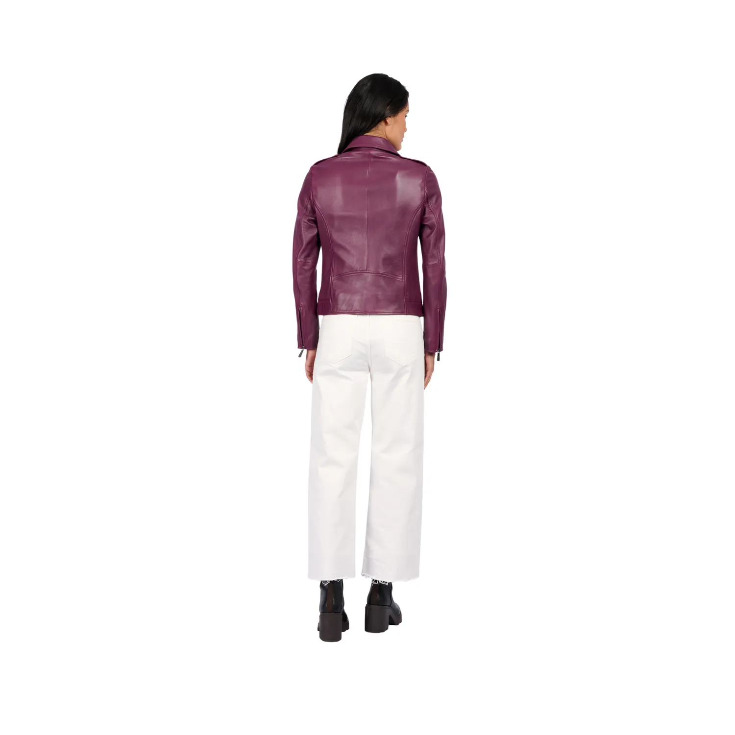 Oakwood Samba 65107 blouson cuir prune asymétrique